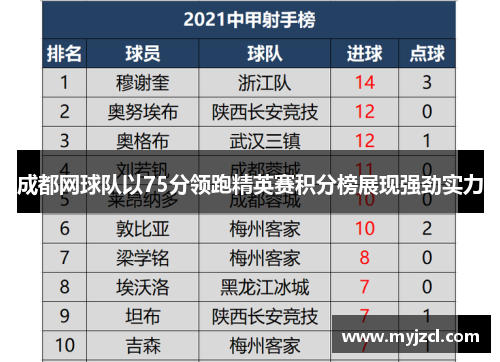 成都网球队以75分领跑精英赛积分榜展现强劲实力